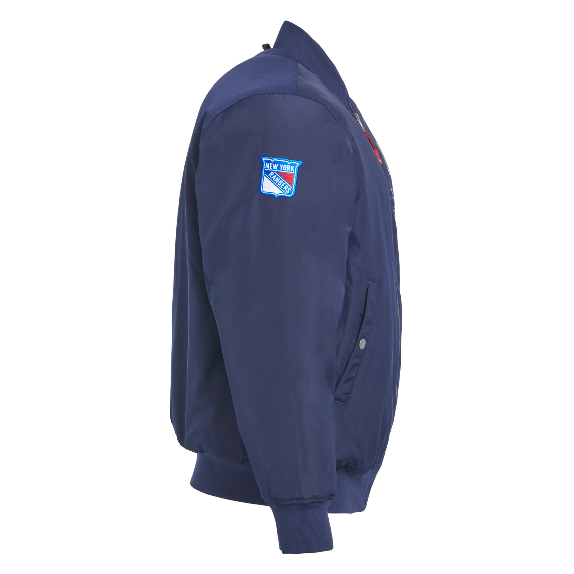 Veste bomber réversible zippée pour homme FE Mark Messier bleu marine/marine des Rangers de New York